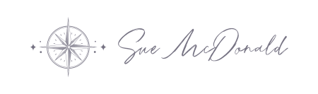 Sue McDonald script font with compass.